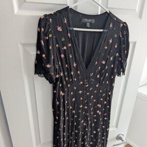 Ever New Black Pink Ditsy Floral Midi Dress – Size 4